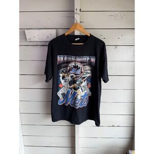 Vintage 1999 New York Mets Graphic T-Shirt Black XL MLB Baseball rap tee